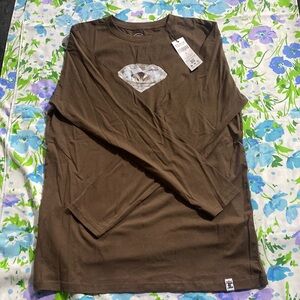 FLAWLESS PRINTED BROWN LONG SLEEVE DIAMOND SHIRT! Size XL.